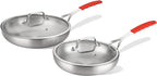 DELARLO Tri-ply Stainless Steel Frying Pan Set with Lid 10" 12" large Skillets Induction Chef's Pan,Pots and Pans Set Kitchen Cookware Set Dishwasher and Oven Safe