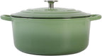 Enameled Dutch Ovens Cast Iron Dutch Oven Pot with Lid for Bread Baking, Cook, Dual Handle, 7 Quart, Pistachio Green
