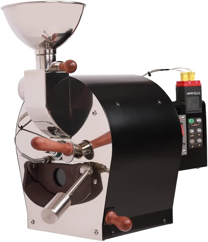 Kaldi Fortis Coffee Roaster with Accessories, 600g Batch, Gas burner is required. (Semi-Convective Type, Dual Data Logger Thermometer)
