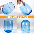KX-WARE Unbreakable 18-ounce Acrylic Stemless Wine Glasses All Purpose Plastic Tumbler, set of 6 Blue Dishwasher Safe BPA Free Classic Style
