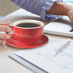 Porcelain Coffee Cup with Saucer 220ml/7.3oz for Cappuccino, Latte, and Tea, Red