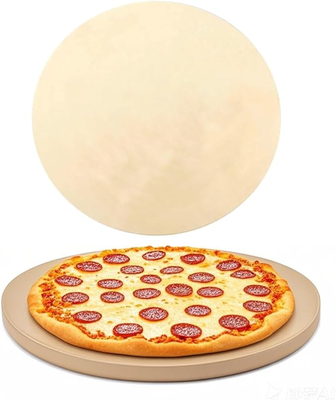 15" Round Baking Stone for Grill Oven, Heavy Duty Cordierite Bread Cooking Pan, Thermal Shock Resistant, Ideal for Making Crisp Crust Pizza