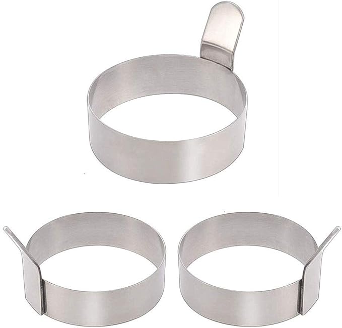 Egg Ring,3 Inch Stainless Steel Omelet Mold Pancake Ring Metal Kitchen Cooking Tool (3 Pack)