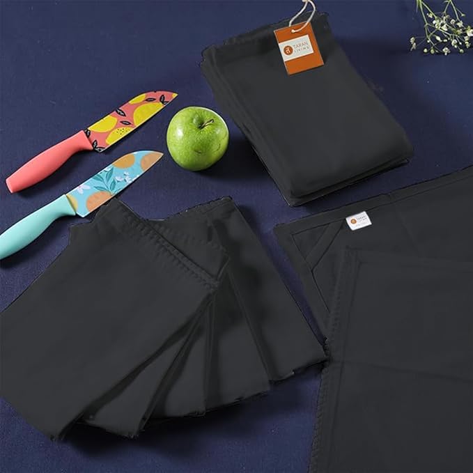 Kitchen Towels Dish Towels for Kitchen Tea Towels for Kitchen Bar Towels for Cloth Towels dishcloths - Solid 18"x28" Pack of 6 (Black, Pack of 6)