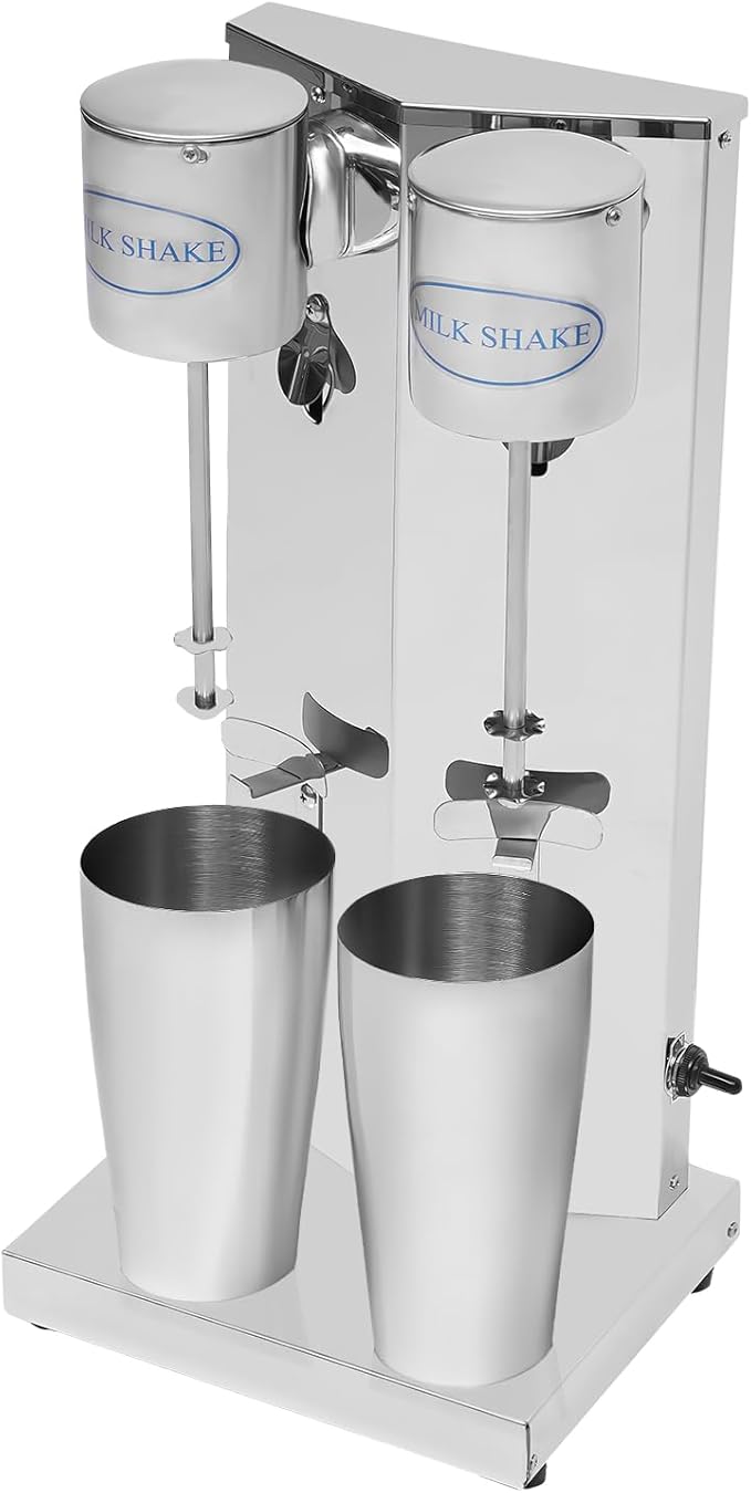 Bepritm 180W Commercial Double-Head Milkshake Maker, 16000 RPM Stainless Steel Drink Mixer with 2x800ml Cups, Smoothie Malt Blender for Making Yogurt, Milk, Cocktails
