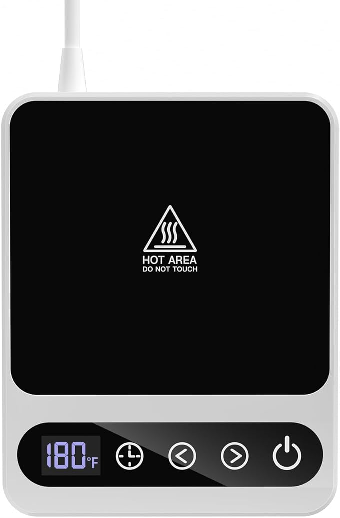 Misby Coffee Mug Warmer, Coffee Warmer for Desk with 6 Temp Settings, 8H Auto Shut Off Coffee Cup Warmer 12H Timer, Smart Coffee Warmer Plate Keeps Hot, Fresh for Coffee, Tea, Milk, Beverage,White