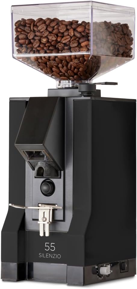 Eureka Mignon Silenzio Espresso Grinder | Silent Technology | Stepless | Timed Dosing | (Black, 55mm)