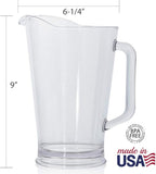 US Acrylic 64oz Bistro Clear Pitcher | Set of 2 Beer Pitchers | Reusable, BPA-free, Made in the USA, Indoor and Outdoor Pitcher Set for Water, Lemonade, Juice, Soda Pop, and Beer