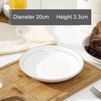 White Ceramic Pasta Bowls Set of 6 Porcelain Dishes Dinner Plates Shallow Soup Bowl 8 Inch Kitchen Dinnerware