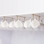 Mug Rack Under Cabinet - Coffee Cup Holder, 12 Mugs Hooks Under Shelf, Display Hanging Cups Drying Hook for Bar Kitchen Utensils Gold