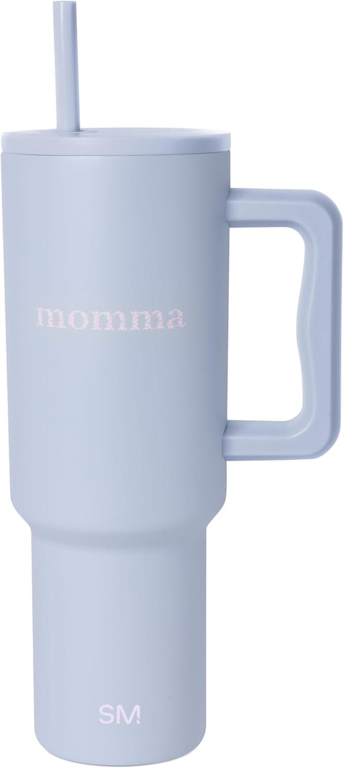 Simple Modern Mother's Day 40 oz Trek Tumbler with Handle and Straw Lid | Cup Holder Friendly Insulated Stainless Steel Travel Mug | Momma