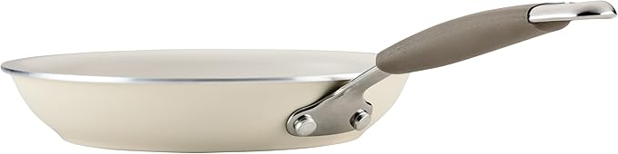 Rachael Ray Cucina Ceramic Nonstick Frying Pan/Skillet, 8.5 Inch Non Stick Open Fry Pan, Dishwasher Safe - Almond