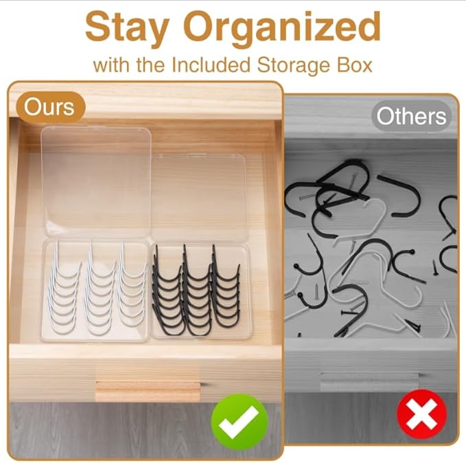 20Pcs Wall Hooks for Bathroom, Kitchen, Closet, and Garage - Black Metal Hooks for Hanging Coats, Towels, Hats, Keys, Bags, and Coffee Cups - Holds Up to 40 lbs