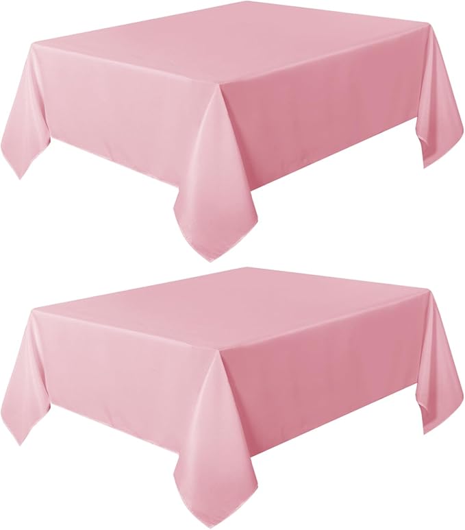 sancua 2 Pack Pink Tablecloth 60 x 102 Inch, Rectangle Table Cloth for 6 Feet Tables - Stain and Wrinkle Resistant Washable Polyester Table Cover for Dining Tables, Buffet Parties and Camping