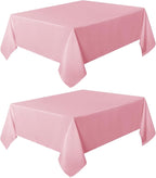 sancua 2 Pack Pink Tablecloth 60 x 102 Inch, Rectangle Table Cloth for 6 Feet Tables - Stain and Wrinkle Resistant Washable Polyester Table Cover for Dining Tables, Buffet Parties and Camping