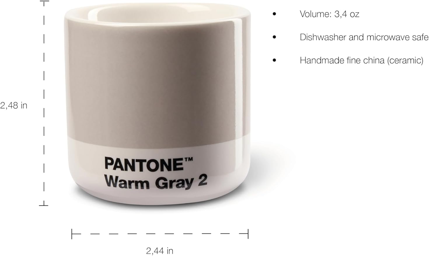 Copenhagen Design Pantone Macchiato Cup - Coffee, Latte, Macchiato Mug - 3.34oz/100ml, Brown 2322