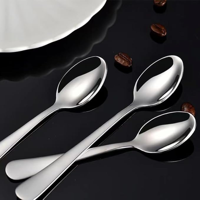 Wesdxc56 Demitasse Espresso Spoons, Mini Coffee Spoon, 5.5 Inches Stainless Steel Small Spoons for Dessert, Set of 6（Silver)