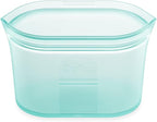 Zip Top Reusable Food Storage Bags | Small Dish [Teal] | Silicone Meal Prep Container | Microwave, Dishwasher and Freezer Safe | Made in the USA