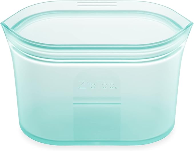 Zip Top Reusable Food Storage Bags | Small Dish [Teal] | Silicone Meal Prep Container | Microwave, Dishwasher and Freezer Safe | Made in the USA