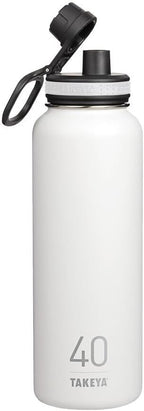 Takeya Originals 40 oz Vacuum Insulated Stainless Steel Water Bottle with Spout Lid, White