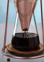 Nispira Modern Iced Coffee Cold Brew Coffee Maker Slow Drip Coffee Machine Stainless Steal Copper Color 400mL Borosilicate Glass