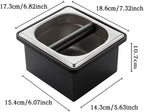 Coffee Knock Box, Stainless Steel Coffee Espresso Knock Box Coffee Grounds Bin with Noise Reduction Rubber Ring, Barista Espresso Machine Accessories
