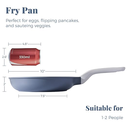 Nonstick Ceramic Frying Pan, 8/10/12 Inch Non Toxic Skillet, Egg & Omelet & Chef's Pan, Induction Compatible & Oven Safe, Dishwasher Safe,PTFE PFAS & PFOA Free (10 Inch, Gray)