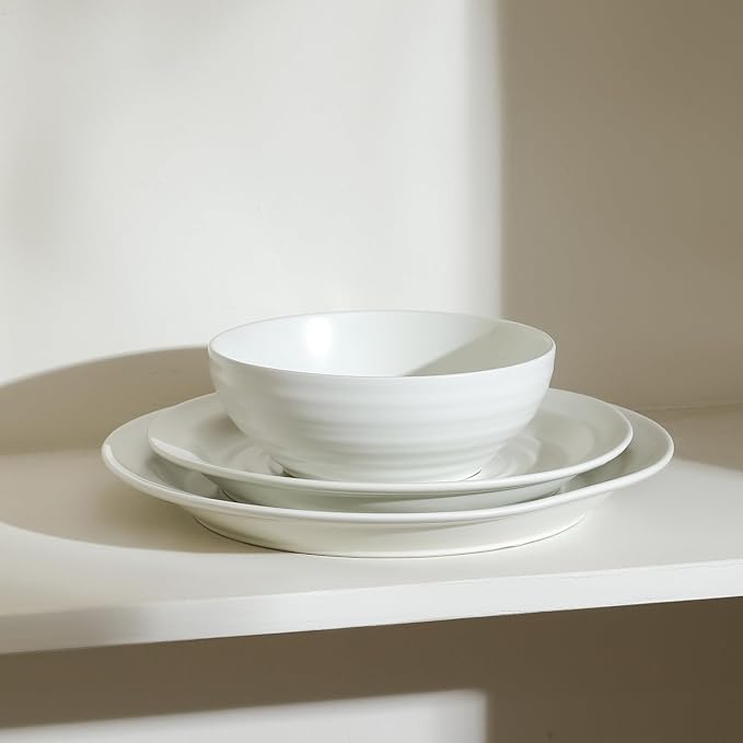 Stone Lain Orbit 4-Piece Salad Plate Set Stoneware, White