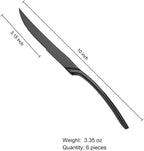 Lemeya Stainless Steel Black Steak Knives Set of 6,Forge Steak Knife,Serrated Steak Knives Set,6 Piece Heavy Steak Knives-10 inch,Mirror Polished,Dishwasher Safe