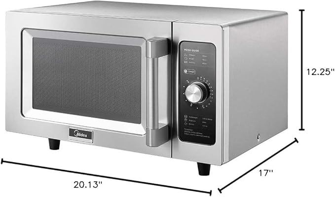 Midea Equipment 1025F0A Countertop Commercial Microwave Oven with Dial, 1000W, Stainless Steel.9 CuFt