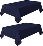 sancua 2 Pack Navy Tablecloth 60 x 84 Inch, Rectangle 4 Feet Table Cloth - Stain and Wrinkle Resistant Washable Polyester Table Cover for Dining Tables, Buffet Parties and Camping