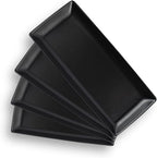 Gomakren Serving Platter Serving Dishes, 14 Inch Porcelain Serving Trays for Party, Large Serving Platters and Trays, Rectangular Sushi Plates for Entertaining Thanksgiving, Set of 4, Black