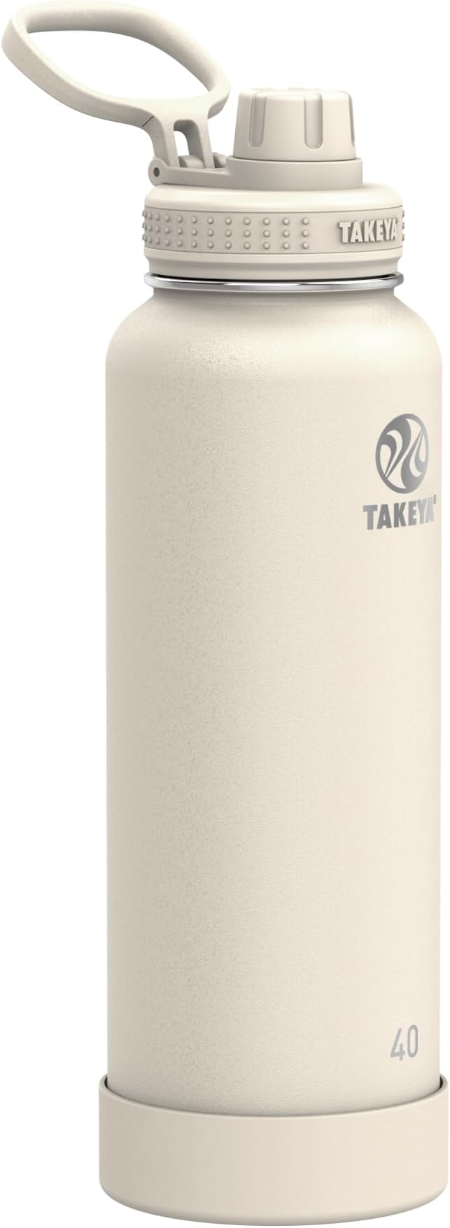 Takeya Actives Water Bottle with Spout Lid - Bottle with Double Stainless Steel Insulation - Dishwasher Safe & BPA-Free - Bottle with Spout Lid & Removable Bumper - 40 oz, Oat Milk