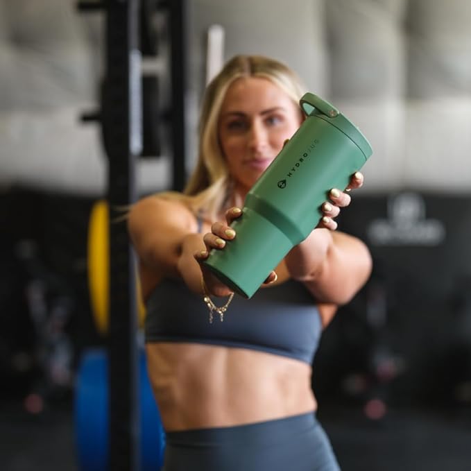 HydroJug Sport - Stainless Steel Tumbler with Straw, Vacuum Insulated, 40oz Leakproof Water Bottle, Ergonomic Design, Reusable, Dishwasher Safe, Rubber Base, Durable for Gym or Outdoors, Sage