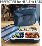 Bento Lunch Box with Bag and Ice Pack Set | Bento Box Adult Lunch Box | 3 Compartment Boxes, Insulated Bags for Work School | Containers for Teens Adults Boys Kids Lunches | Grey Black Large Kit