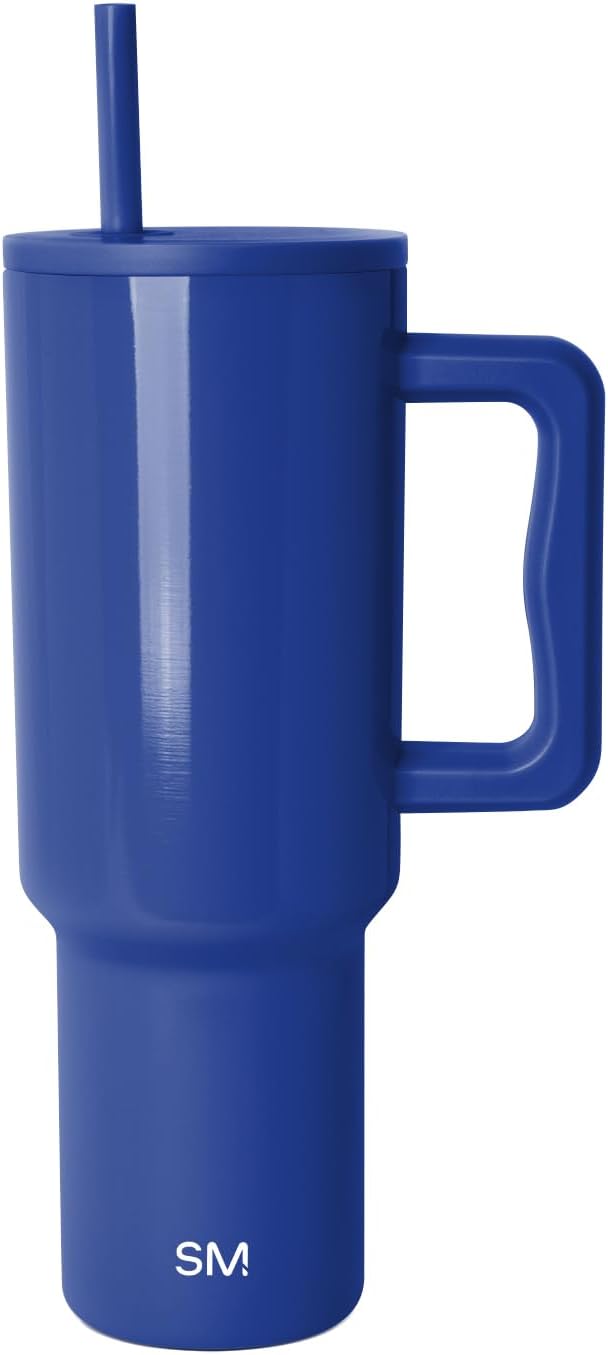 Simple Modern 40 oz Trek Tumbler with Handle and Straw Lid | Cup Holder Friendly Insulated Stainless Steel Travel Mug | Marian Blue