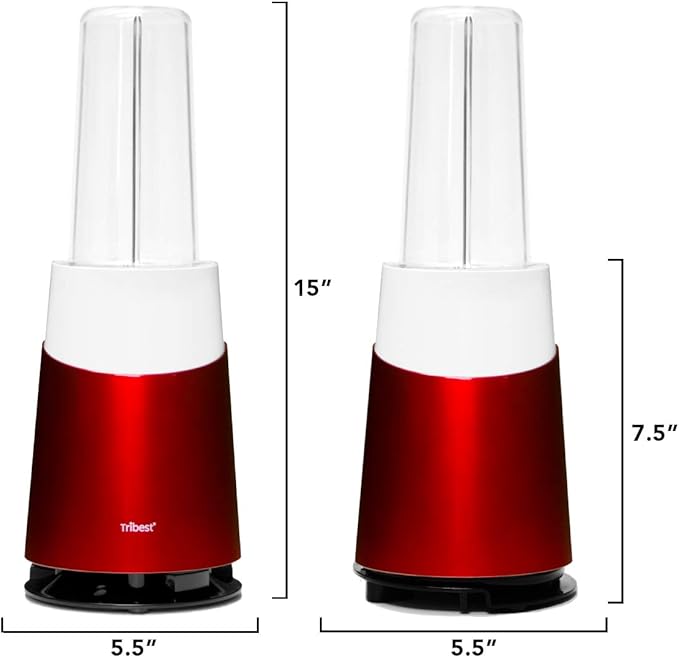 Tribest Personal Blender II, Small Portable Blender for Shakes and Smoothies with BPA-Free Cups, Red