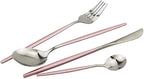 Pink Silver Silverware Set, JASHII 30-Piece Stainless Steel Satin Finish Flatware Set, Kitchen Utensil Set, Mirror Polished Tableware Cutlery Set for Home and Restaurant, Dishwasher Safe