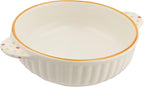 Banko Ware 14047 Oven Safe Round Au Gratin Dish (Small), Polka Dot Orange Line, Diameter Approx. 6.5 inches (16.5 cm), Microwave Safe, Made in Japan