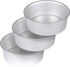 HomeMall 8 x 3 Inch Aluminum Round Cake Pan, 3-Piece Set Cake Baking Pans, Round Layer Cake Baking Pans for Birthday Wedding Home Kitchen DIY Baking Tools, Heavy Sturdy & Healthy, Oven Safe