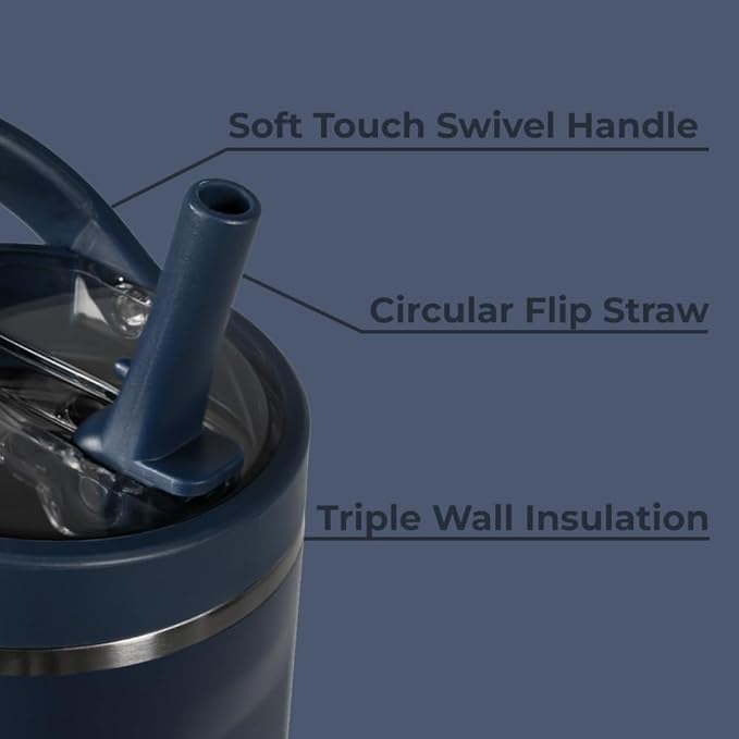 HydroJug Sport - Stainless Steel Tumbler with Straw, Vacuum Insulated, 32oz Leakproof Water Bottle, Ergonomic Design, Reusable, Dishwasher Safe, Rubber Base, Durable for Gym or Outdoors, Midnight