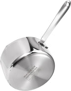 Stainless Steel Butter Warmer Measuring Pan 20 OZ Small Sauce Pan 18/10 Tri-Ply Stainless Steel Saucepan with Dual Pour Spouts, 0.63 Quart