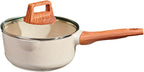 2 Quart Nonstick Sauce Pan with Lid, Small Sauce Pots for Cooking with Pour Spout, Small Induction Pot with Handle for Stove, Induction, Gas, Non Toxic, PFOA Free (Beige, 1 PCS)