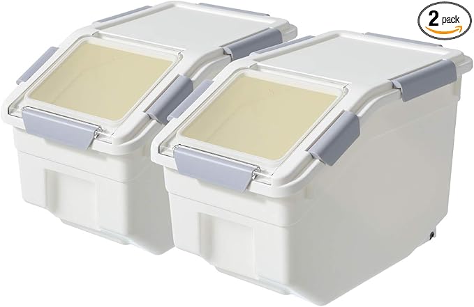 LISM 2 Pack Dog Food Storage Container with Scoop,Large Airtight Pet Dog Food Bin,Container for Dog Treats Rice,Dog Cat Dry Food Bin,Baking Supplies,Flour,Rice,Kitchen Pantry Cereal(10 LB)