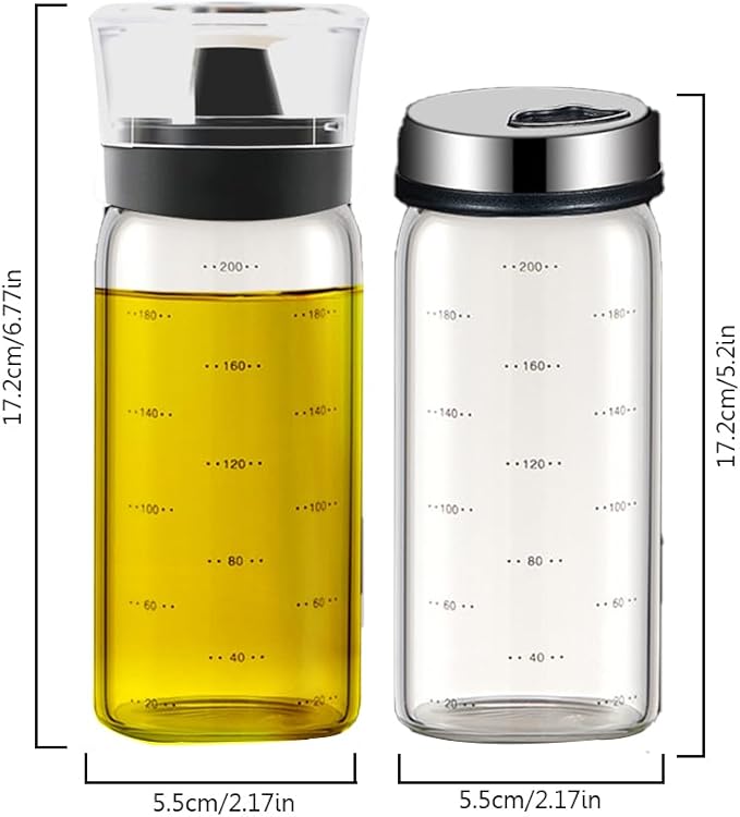 TINMIX Revolving Spice Rack Organizer, Rotating Seasoning Holder Shelf for Kitchen Countertop Cabinet, 4 Large 200ml Glass Jars + 1 Oil Dispenser Bottle