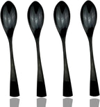 JASHII 18/10 Stainless Steel 4 Piece Mirror Polished Black Dessert Spoon Salad Spoon Black Server Utensil Set 19CM