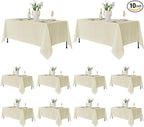 Fitable 10 Pack Rectangle Tablecloths: Stain Resistant Wrinkle Free Circle Table Clothes, Washable Reusable Polyester Table Covers for Wedding Party Birthday Banquet Reception(Ivory, 70x120 Inch)