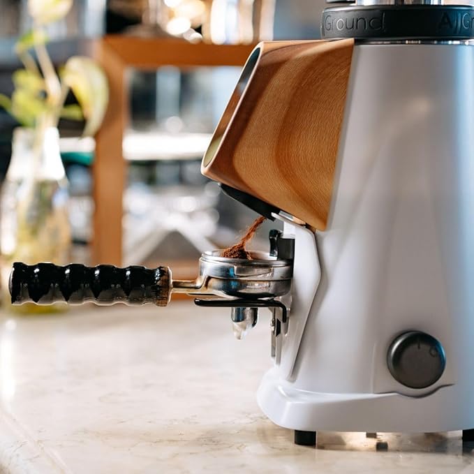 AllGround Sense All Purpose Home Coffee Grinder - Residential Grinder - Made in Italy - By Fiorenzato (White w/Wood)
