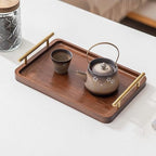 Bamboo Serving Tray with Gold Handles, Food Tray for Breakfast,Coffee Table,Dinner & Bar, Decorative Tray for Kitchen, Bedroom (Small)