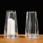 Salt and Pepper Shaker Set Spice Dispenser Refillable Design Cut Crystal Seasoning Shaker Kitchen Decor for Cooking Table,RV,Dinner Party,Camping BBQ (T-03)